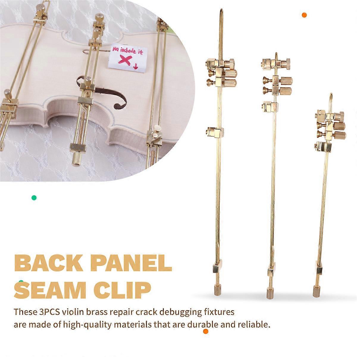 3PCS Violin Brass Repair Crack Debug Clamps, Luthier Making Tools Strip Type Middle Seam Clamp Back