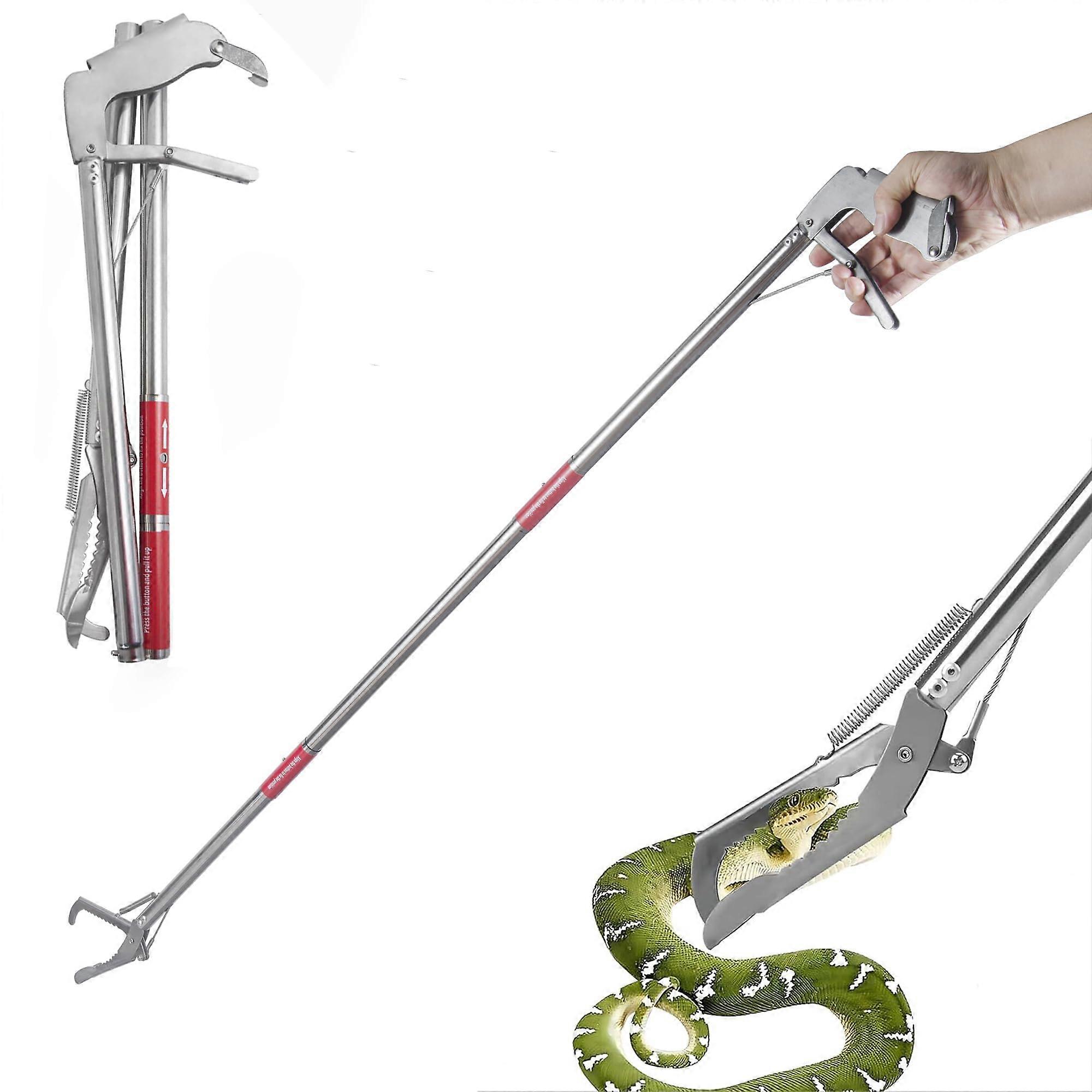 50" Snake Grabber Tool - Collapsible 3 Sections Snake Tongs, 17" After Folding, Versatile Reptile Handling Tool, Snake Hook
