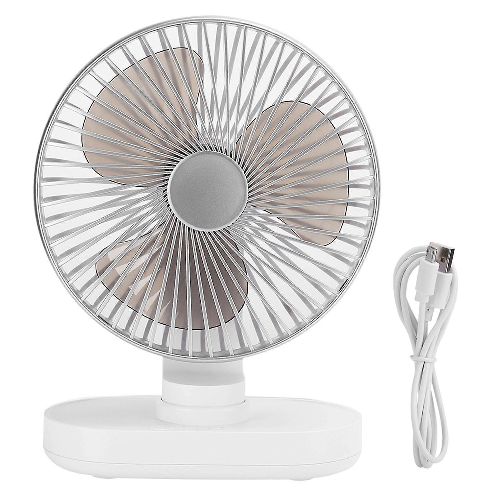 USB Desktop Fan Mini 4‑Speed Small Rechargeable Home Office Desk Mute Table Shaking Fans
