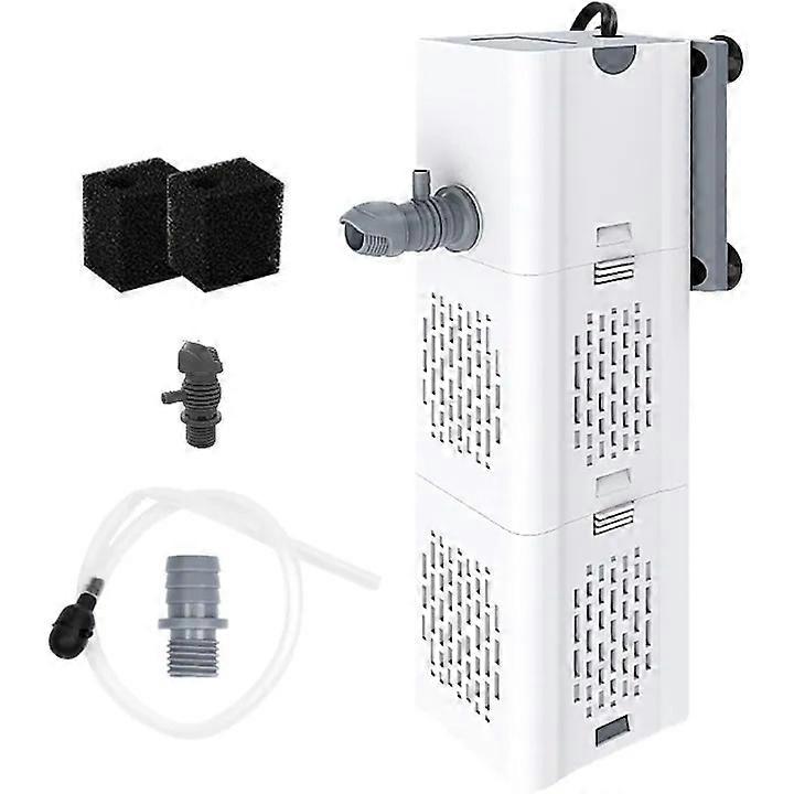 Built-in aquarium filter with 2 cotton filters, 10W, 220V, 500L/H, low noise, easy to install, produces clean and oxygenated water