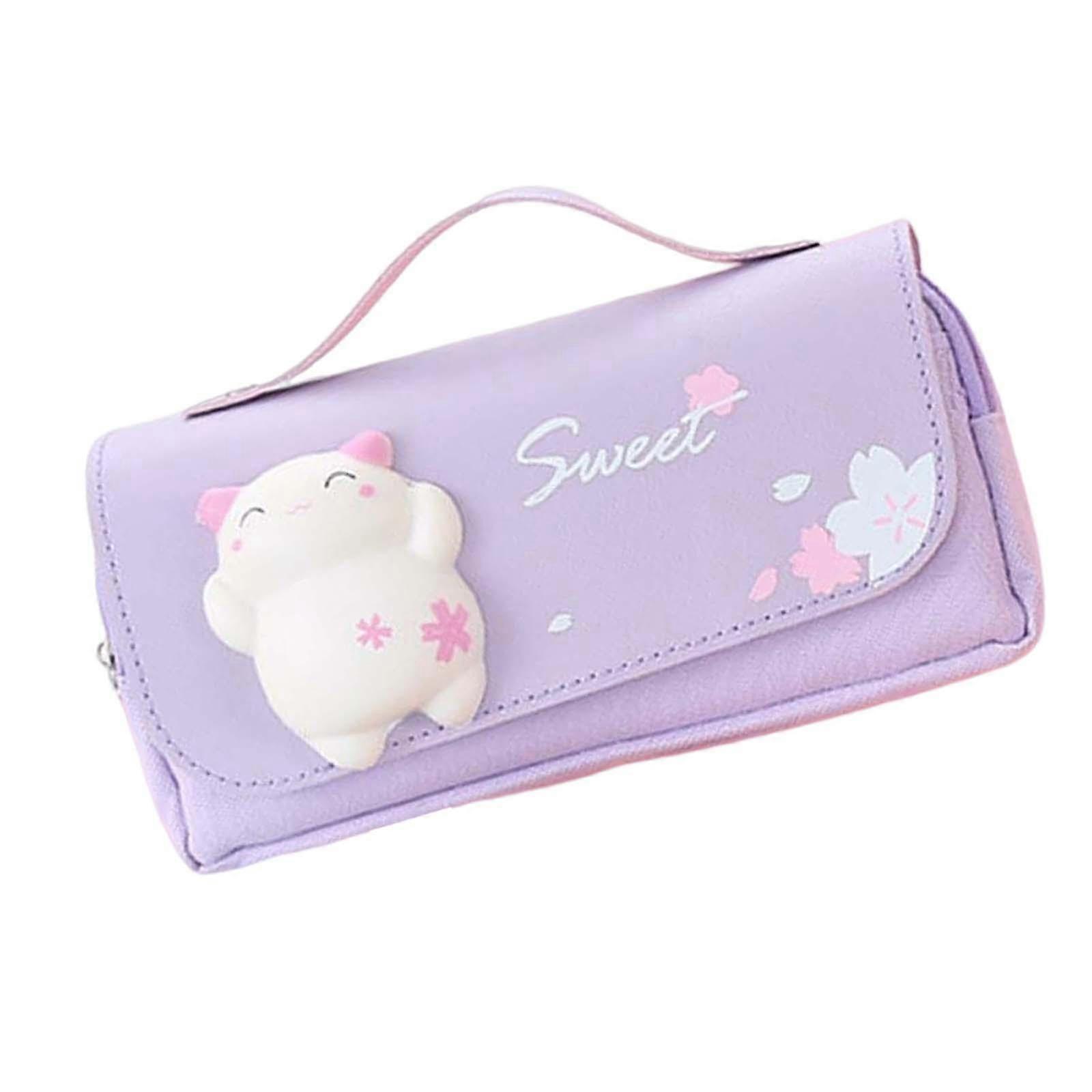 Three Layer Pencil Case Cute Hand Held Portable for College Examination Kids
