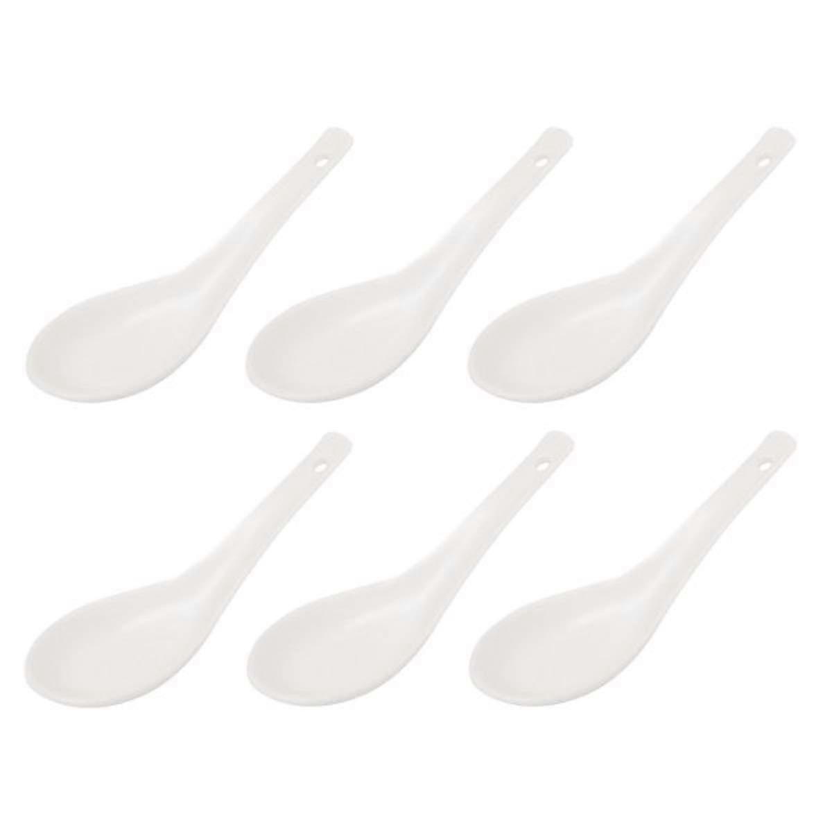 Porcelain Appetizer Spoons Set of 6 - Elegant White Serving Utensils for Parties, Events, and Entertaining