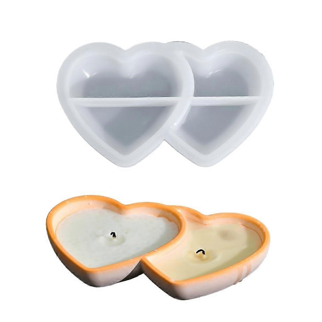 Silicone Candle Holder Mold for Aromatherapy Double Heart Design, Decorative Container, 3D Shape Mould