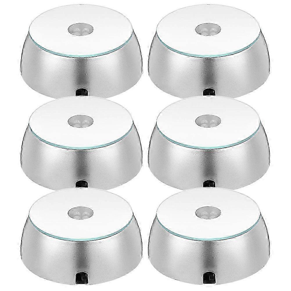 6pcs Silver LED Light Base Crystal Display Stand 8.5X7X3CM