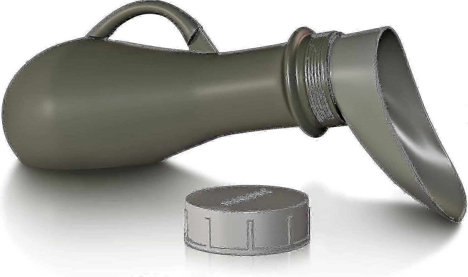 مرحاض مبولة محمول مقاوم للتسرب - زجاجة بول مقاومة للانسكاب سعة 1.2 لتر للرجال - زجاجة بول مع ملحق مبولة للنساء - مبولة سفر (فضية) - A