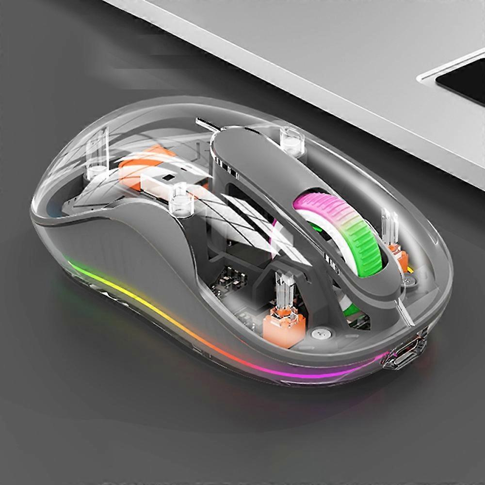 M333 Wireless Transparent Mouse with Colorful Light Bluetooth-compatible Silent Mice Tri-mode Connec