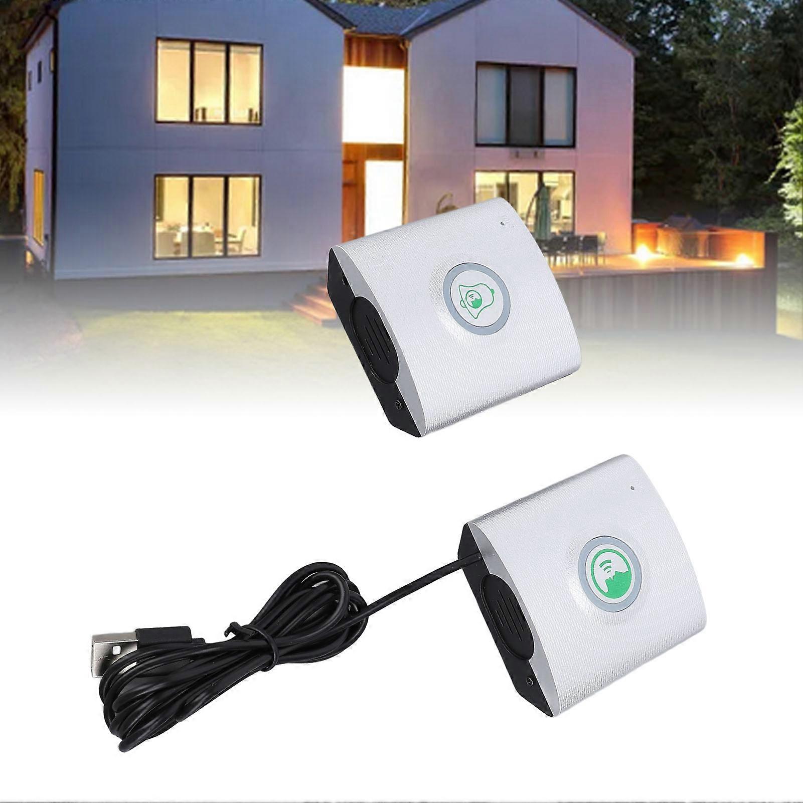 Doorbell USB Rechargeable Adjustable Volume Long Range Wireless 2 Way Intercom Door Bell for Home Apartment Office Silver 