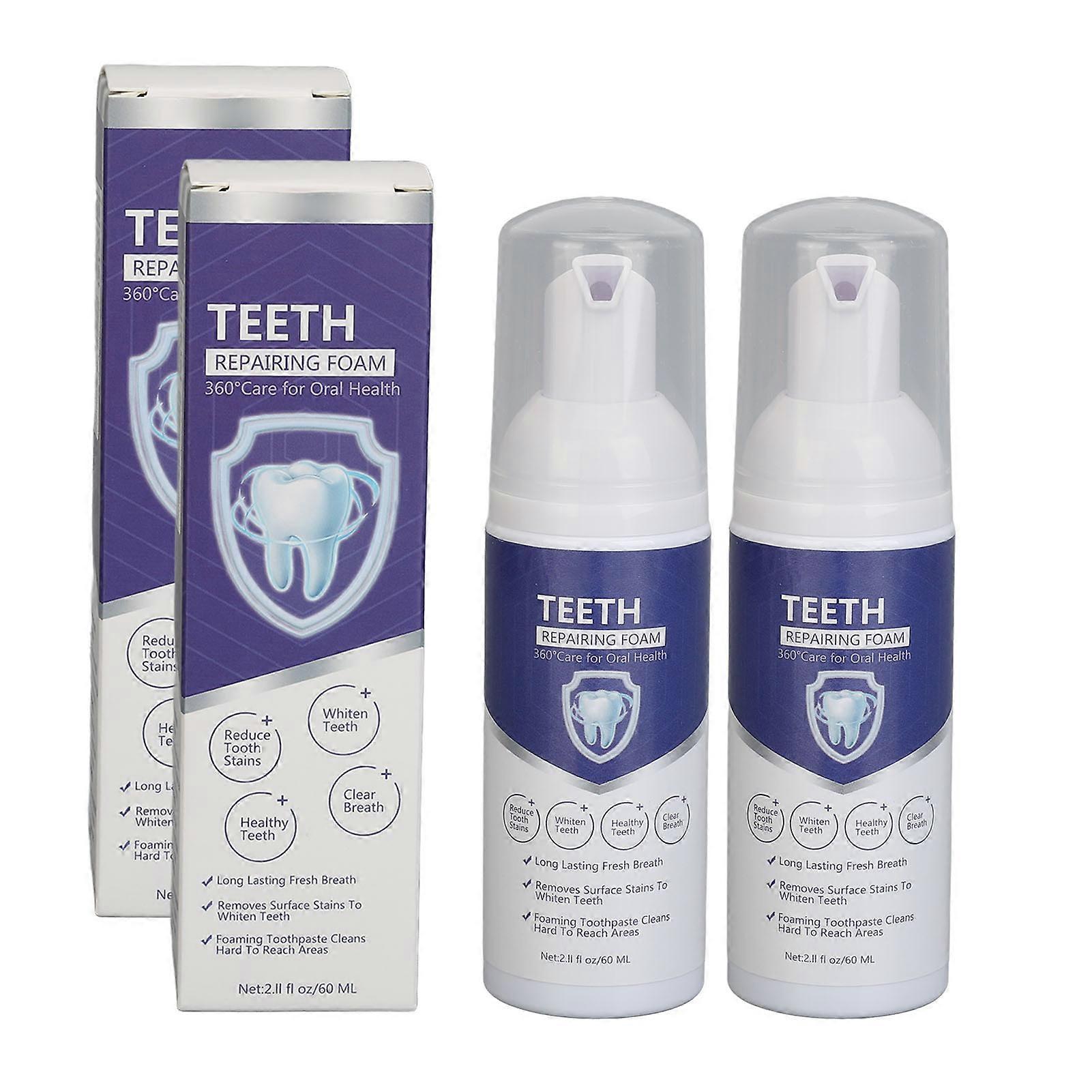 2pcs 60ml Teeth Whitening Toothpaste Remove Stains Deep Cleansing Brightening Purple Toothpaste