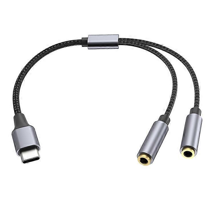 25cm Type-C to 3.5mm Audio Splitter Cable Headphone Adapter for Smartphone Computer