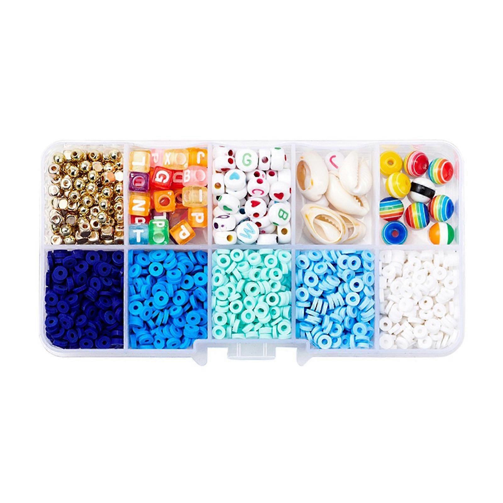10 Grid Clay Beads Kit , with Letter Beads, with Elastic Cord for Jewelry Making