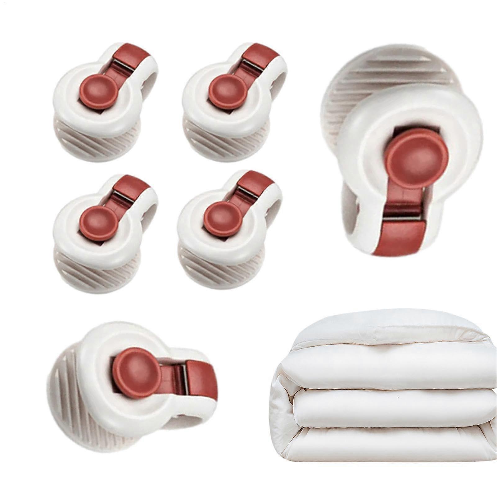 Duvet Cover Clips 6-Piece Soft Padded Secure Locking Non-Slip Quilt Fasteners For Bedding Prevents Bunching Red