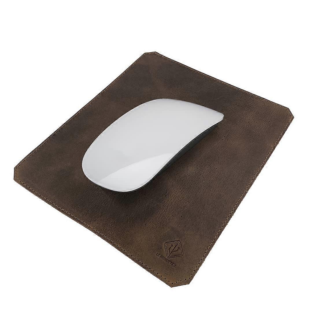 Rustic Rectangle Leather Mouse Pad  AntiSlip   Bourbon Brown
