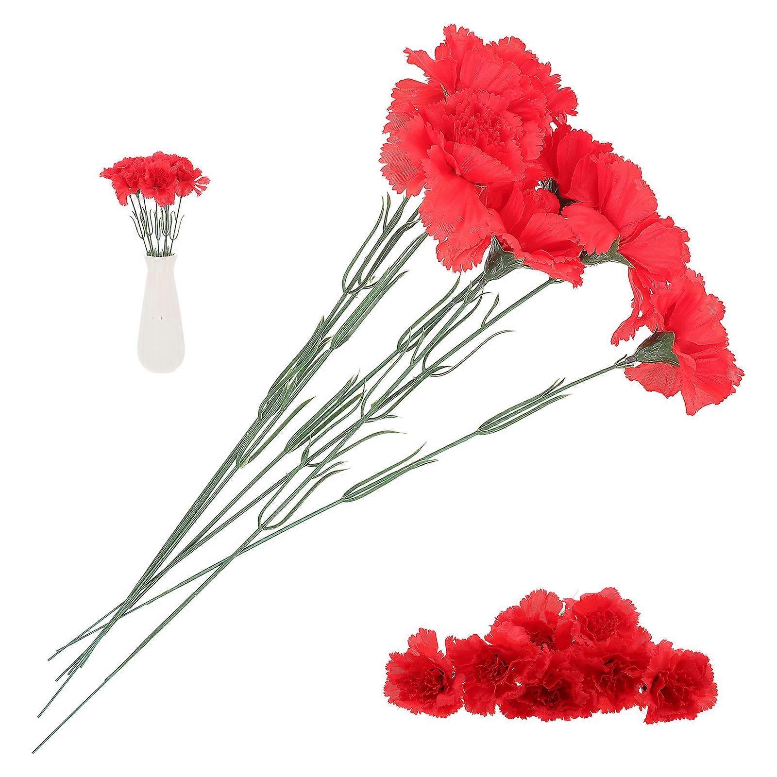 Red Artificial Carnation Flower Branch for Home Decoration 7 Branches