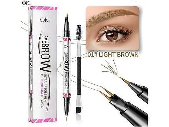 Eyebrow Pencil, Eyebrow Pen, Brow Pencil 2-in-1 Dual-Ended Microblading Eyebrow Pencil with Micro-Fork-Tip & Precise Brush-Tip Crease Natural Hair-Lik