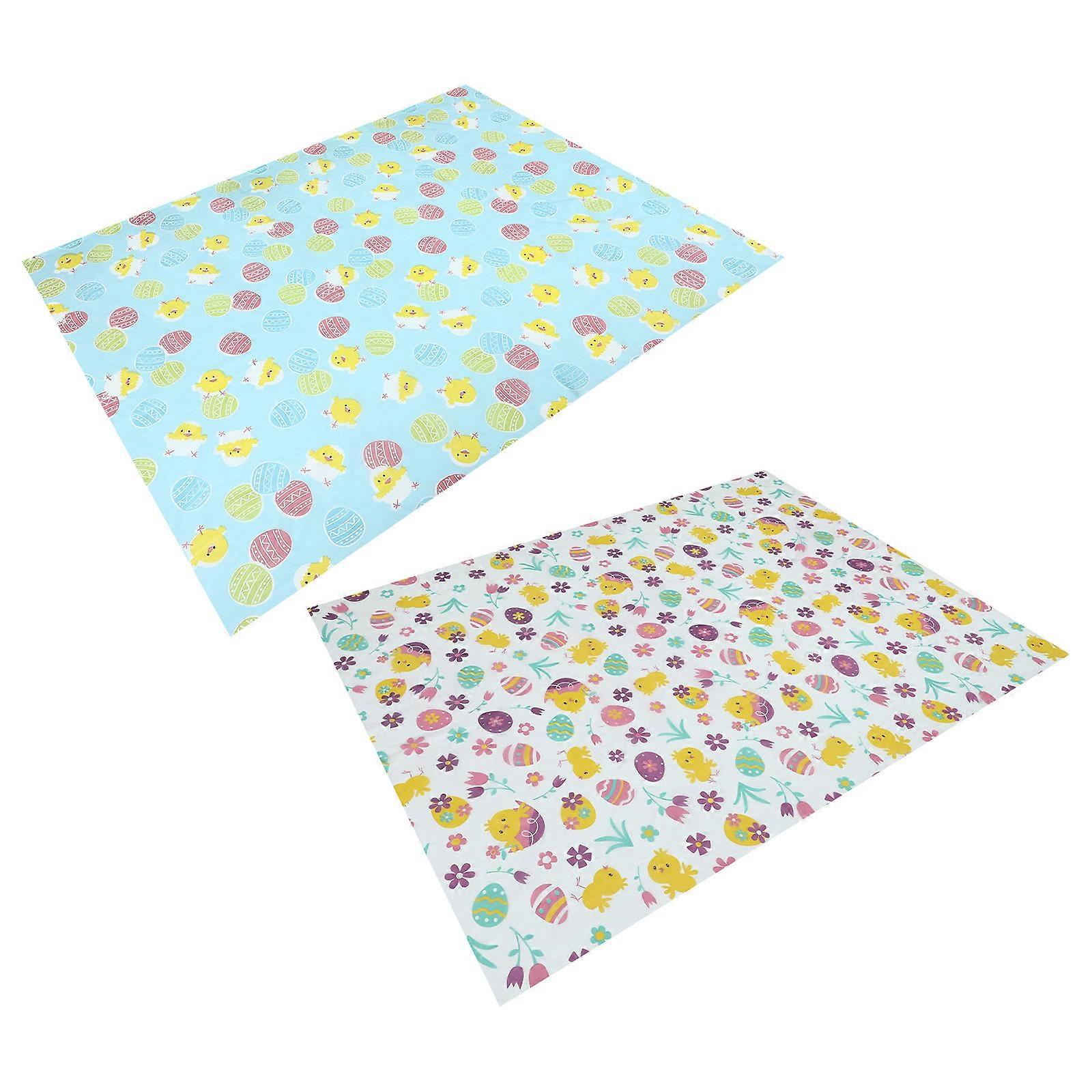 Plastic Table Cover Easter Themed Rectangular Decorative Party Tablecloth For Dining Room 2Pack