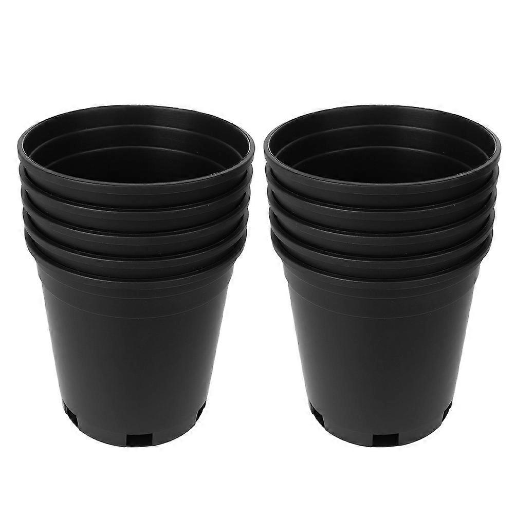 Black Durable Plastic Flower Pot with Drainage Holes for Indoor Plants and Storage Use 10 Pcs