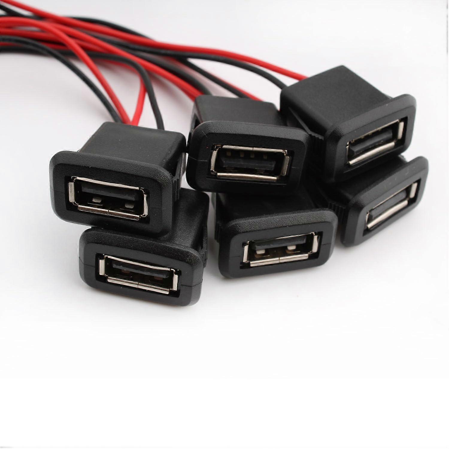 6 x USBA female 2wire tallation type A socket, USBA socket for panel mounting, 3A quick charging type A socket with snap groove buckle