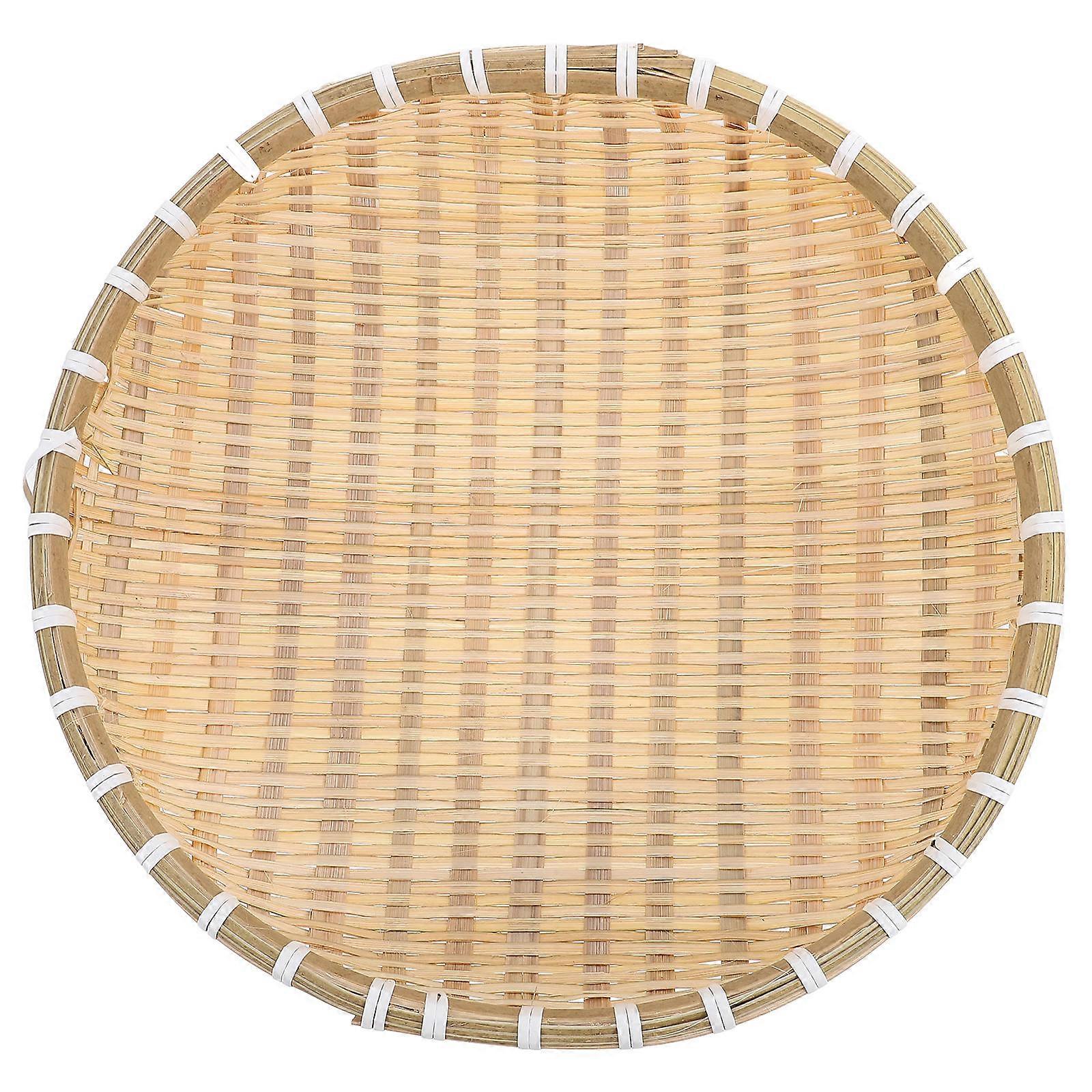 Fruit Washing Basket Multi Functional Draining Woven Kitchen Use 32X32X10Cm Bamboo Storage 1Pack