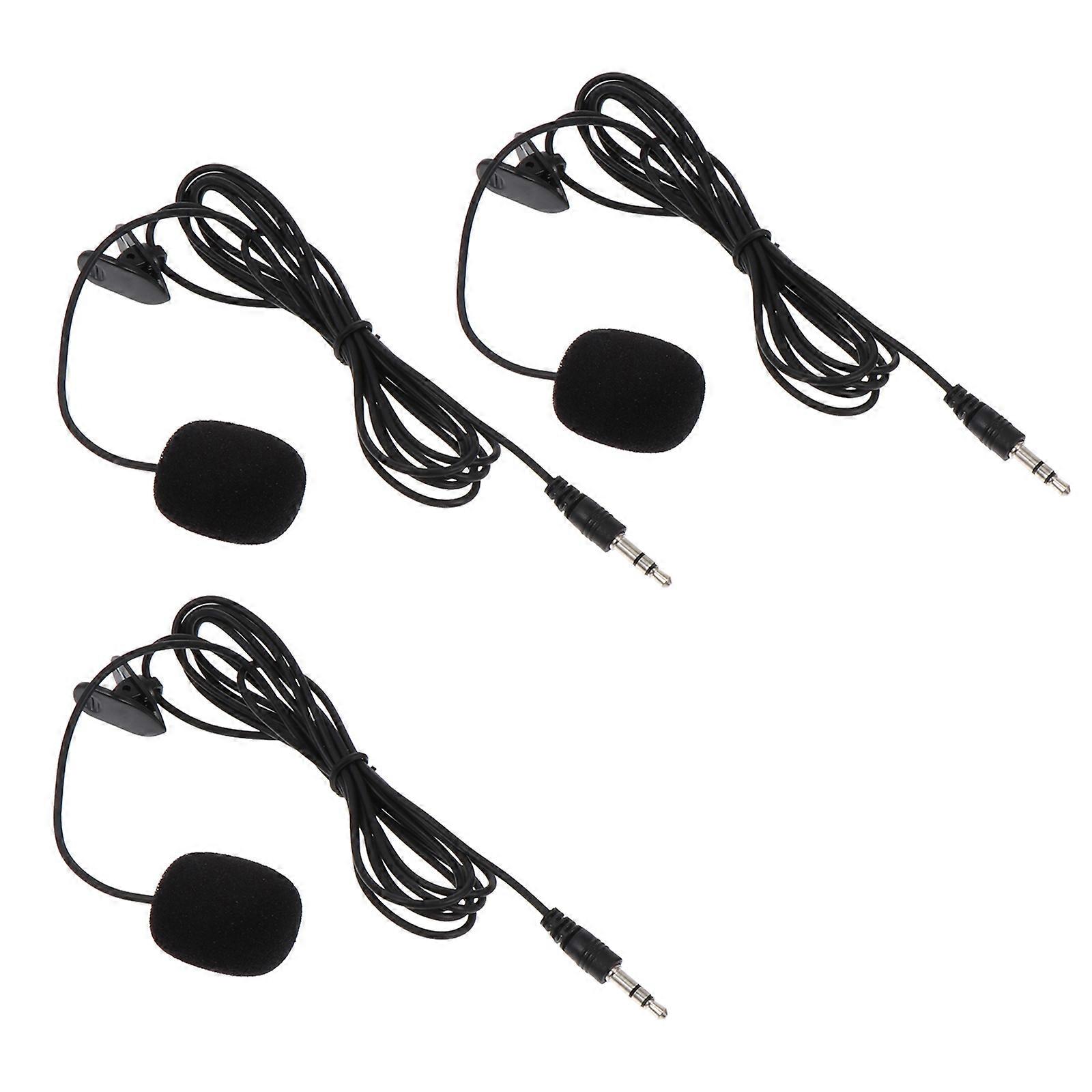 Black Durable Lavalier Microphone with Sturdy Clip for Phone Portable Recording 3pcs
