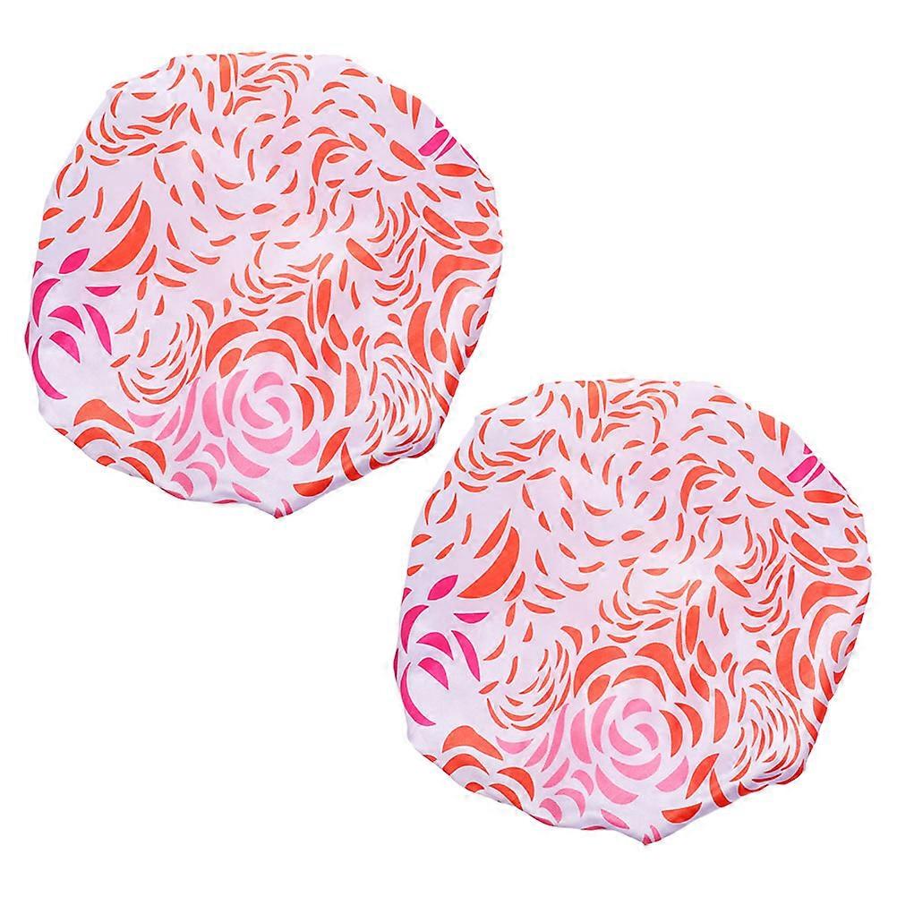 Shower Cap Reusable Multi-Colored Waterproof Bath Accessories for Women 2Pcs