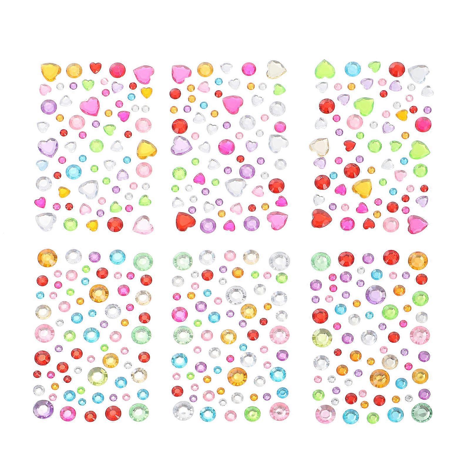 Facial Rhinestones Self Adhesive Chic Style Circle Shape Parties Club 12 Sheets