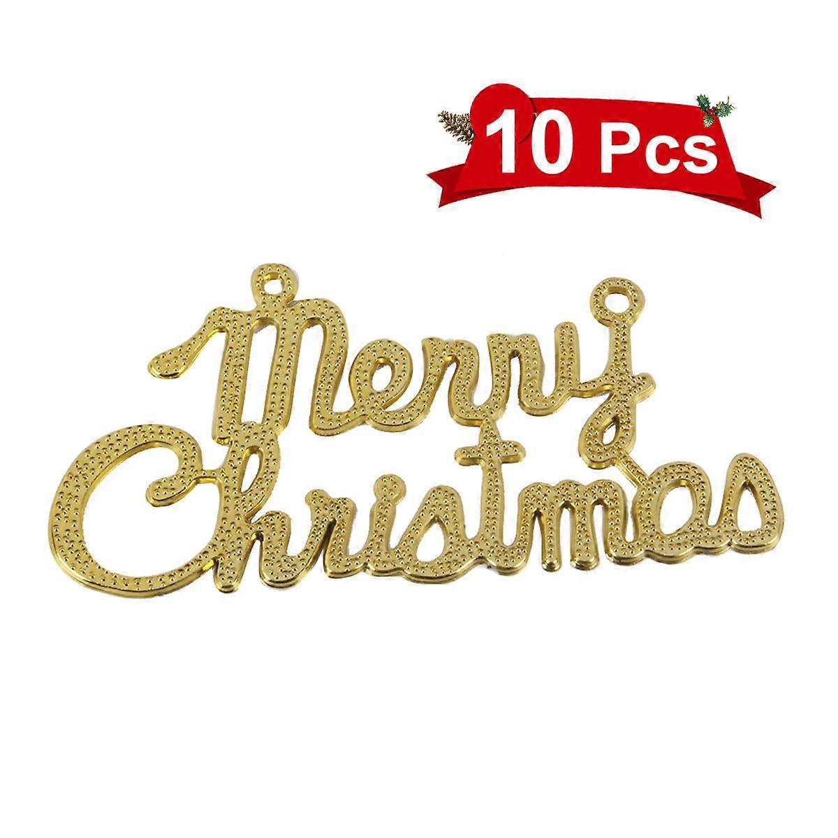 クリスマスハンギングオーナメント装飾的な手紙19cmゴールデンプラスチッククリスマスウェディングパーティー用10個/パック