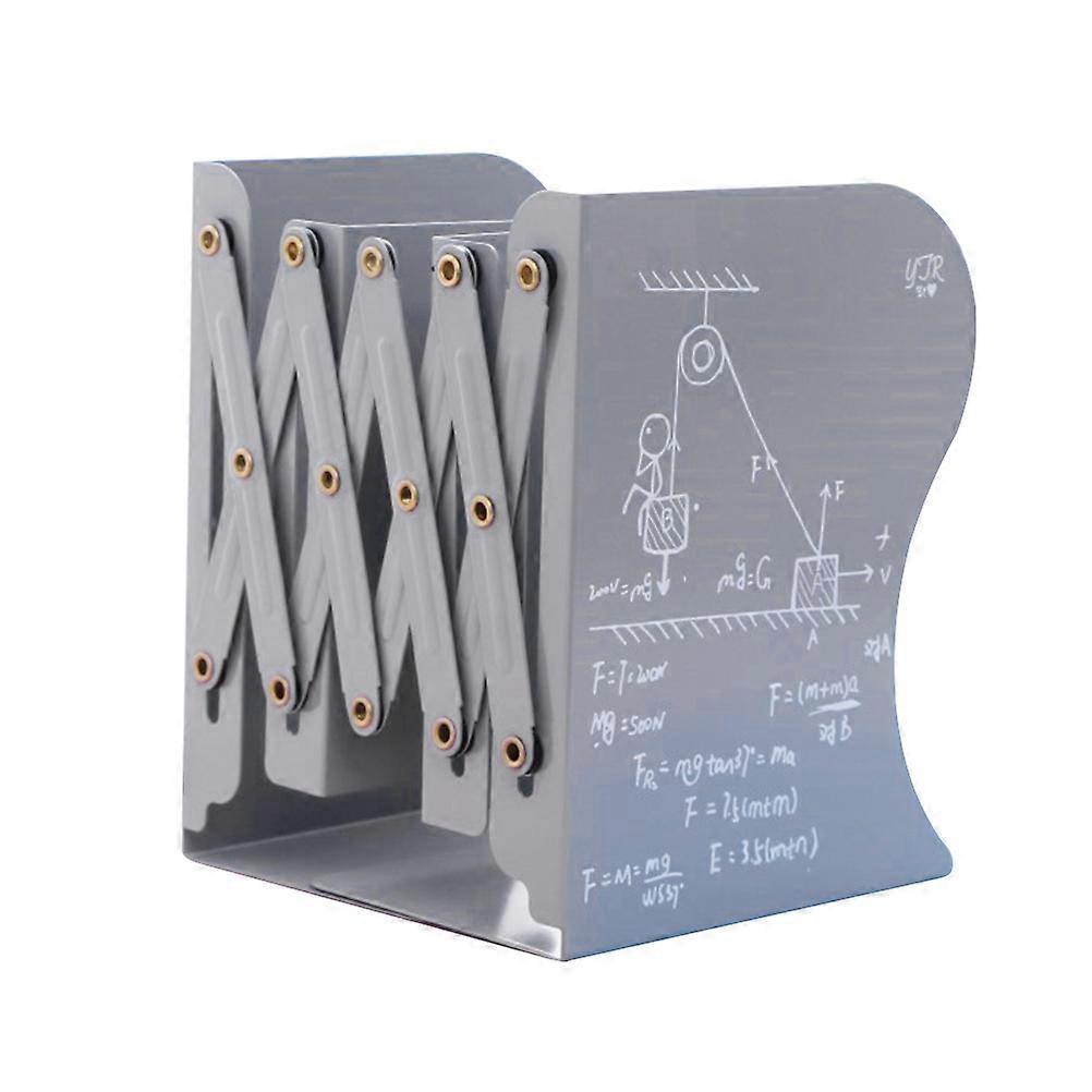 Retractable Bookend Frame Desktop Reading Rack Grey Metal Non-Skid Expanding 1Pcs