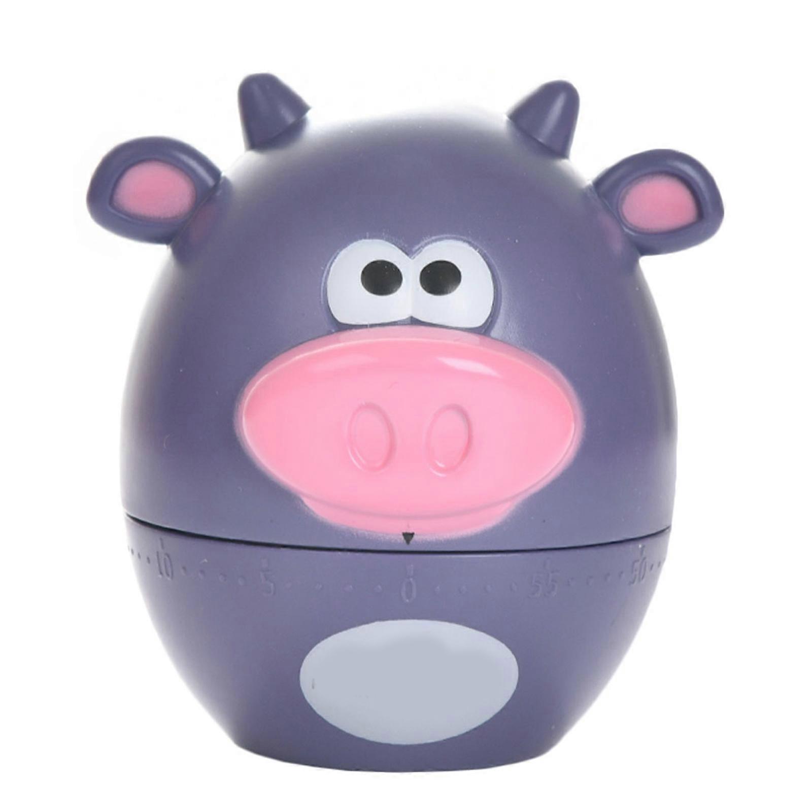 Mechanical Cartoon Cow Kitchen Timer Purple Baking Reminder Loud Alarm Cooking Timer for Home Use
