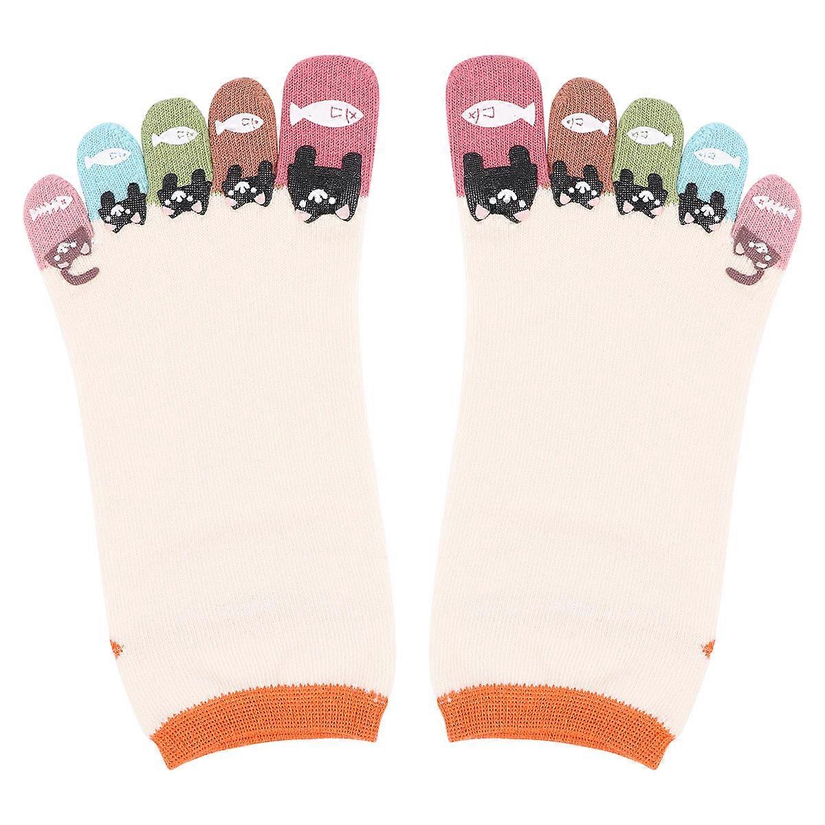 Toe Separating Socks Five Toes Socks Casual Daily Wear White Breathable Elastic 1Pair
