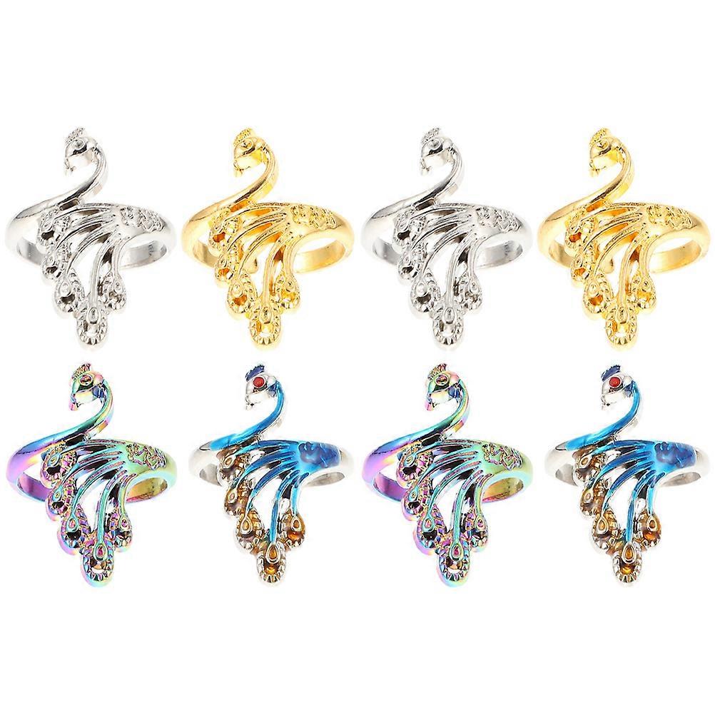 Crochet Loop Rings Knitting Tools Ring Shape Iridescent Daily Wear Knitting Enthusiasts 8Pcs