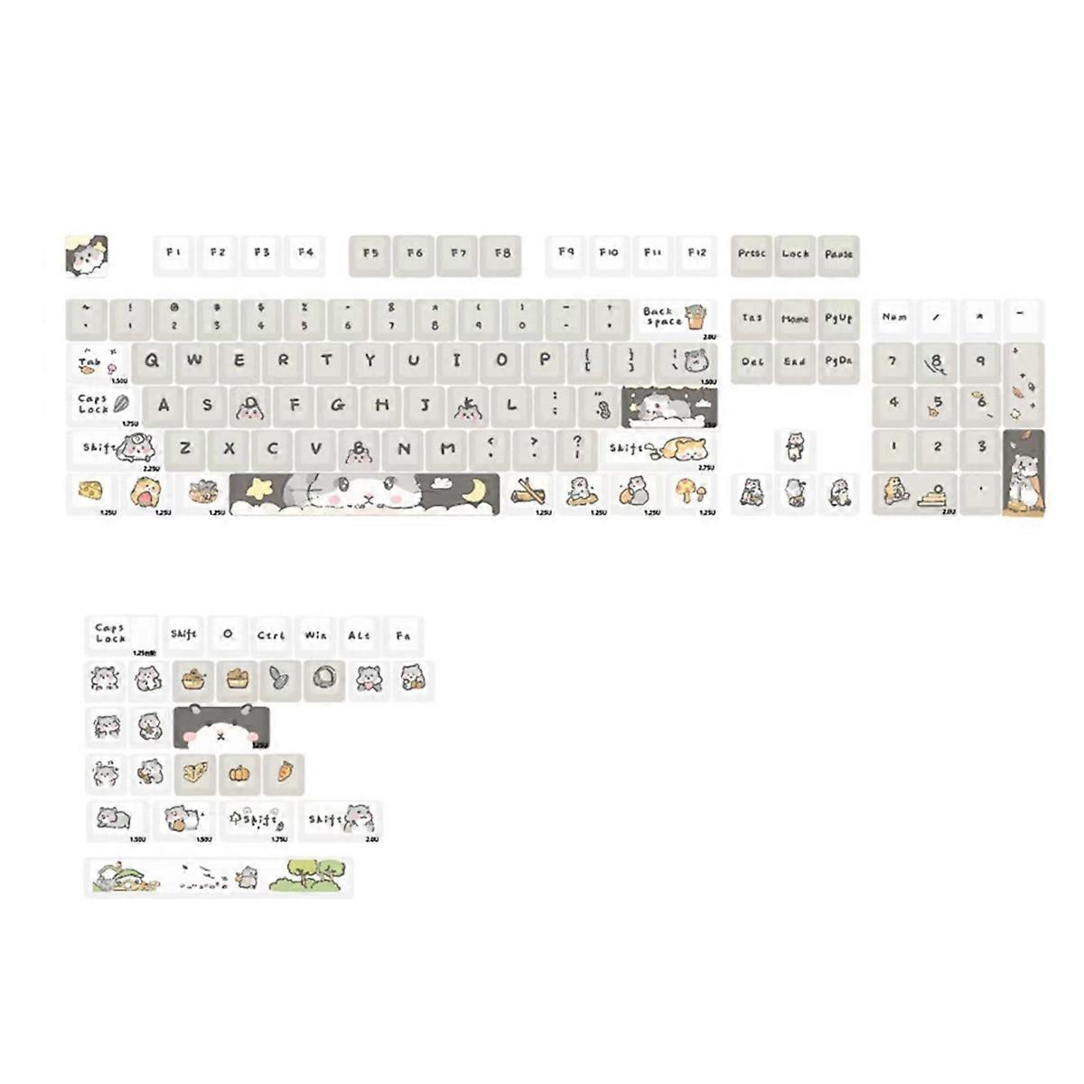 132 Keys Cute Mouse Theme Keycaps XDA Profile Key Caps English for 61/64/68/84/87/96/98/104 Mechanical Keyboard Keycaps
