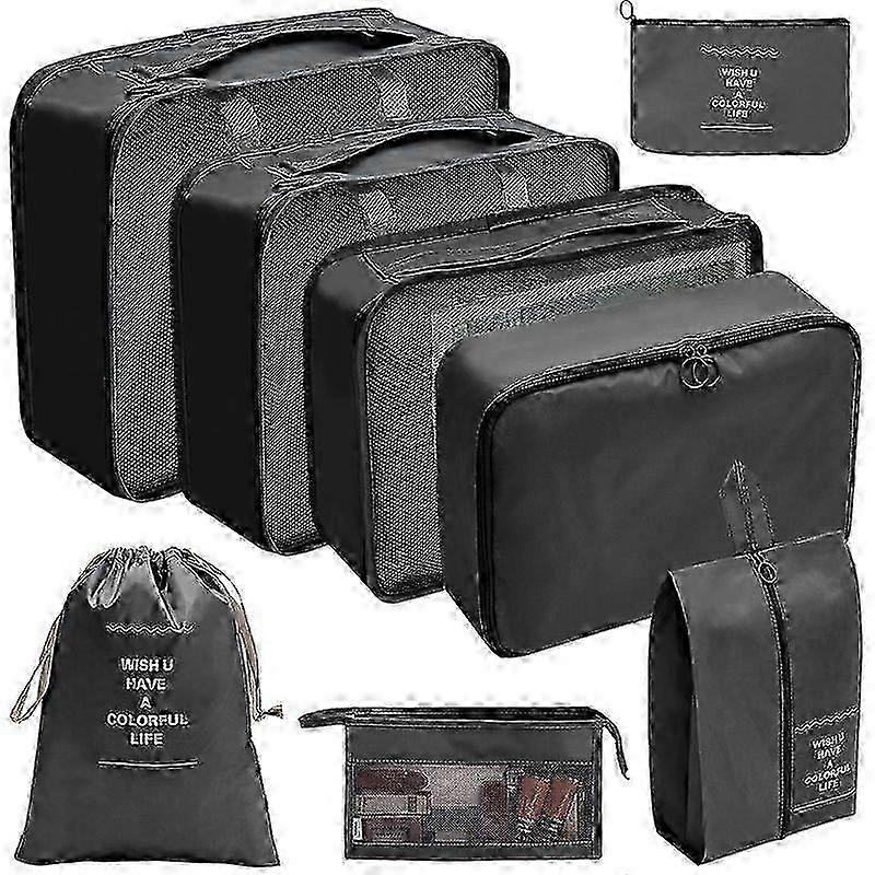 衣類、下着、化粧品、洗面用品オーガナイザーを梱包するための大容量荷物収納バッグを8個セットします