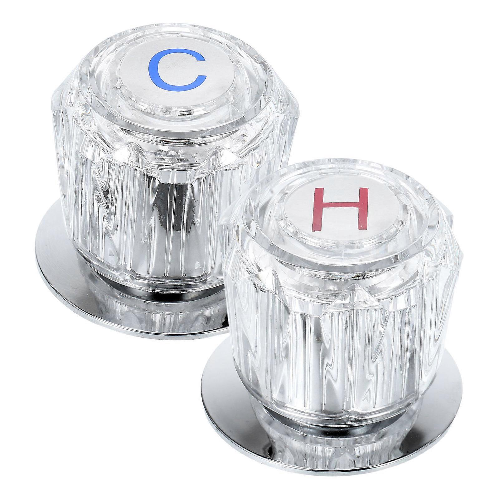 Clear Acrylic Faucet Handles 2pcs – Transparent Tub Knobs with Seats for Bathroom, Kitchen & Shower – Hot & Cold Replacement Handles with Resistant
