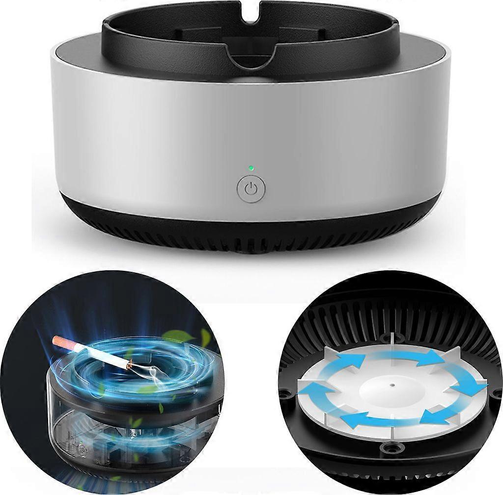Smokeless ashtray with air purifier electric ashtray car home multi-function negative ion table ashtray air freshener cigarette gray