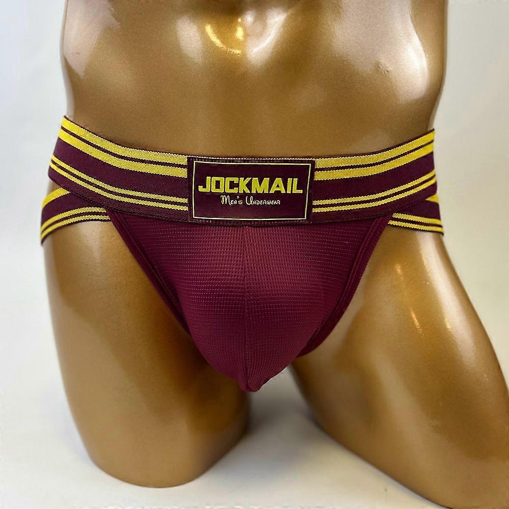 Briefs JOCKMAIL Fashionable Low Waist Sports Men's Underwear Mesh Material Breathable Clashing Colour Striped Shorts