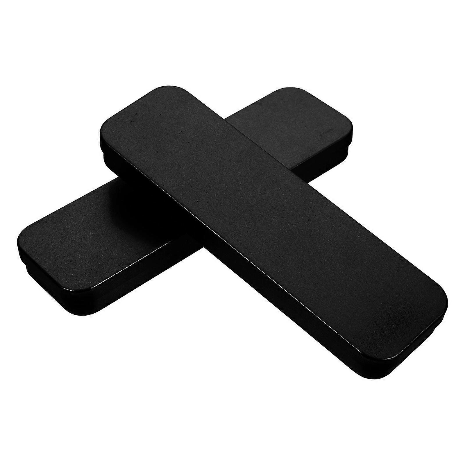 Trousse à crayons multifonctionnelle en étain pour voyage, spacieuse, étanche, style moderne, noire, 2 pièces