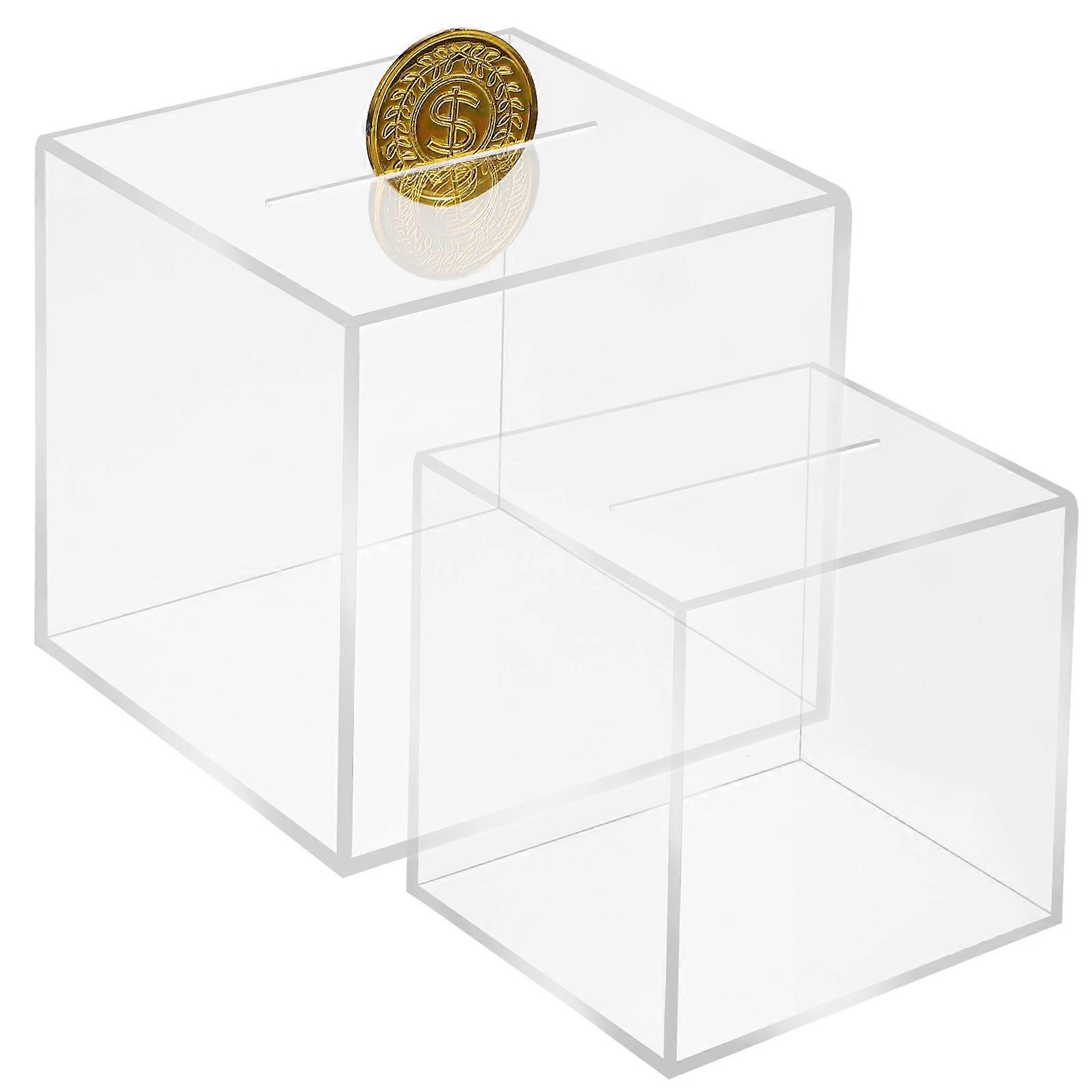Coin Bank For Adults Clear Cash Box Unopenable Design Transparent Monitoring Of Savings 2Pcs