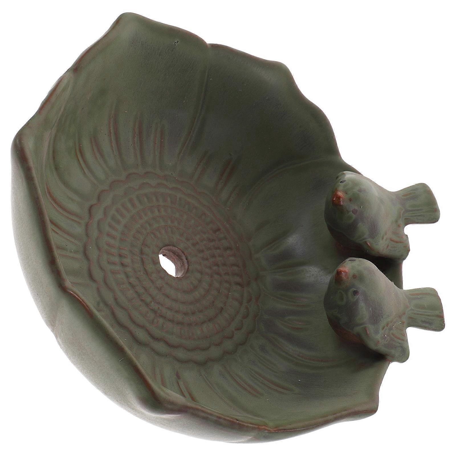 Succulent Ceramic Flowerpot Shape Dark Green Color Planter Pot with Drainage Hole for Office Desk 1Set