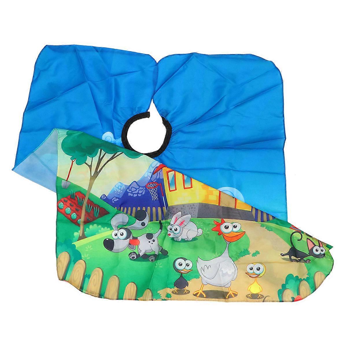Cartoon Hairdressing Cape for Soft Pongee Apron for Haircuts Dyeing Styling for Boys Blue