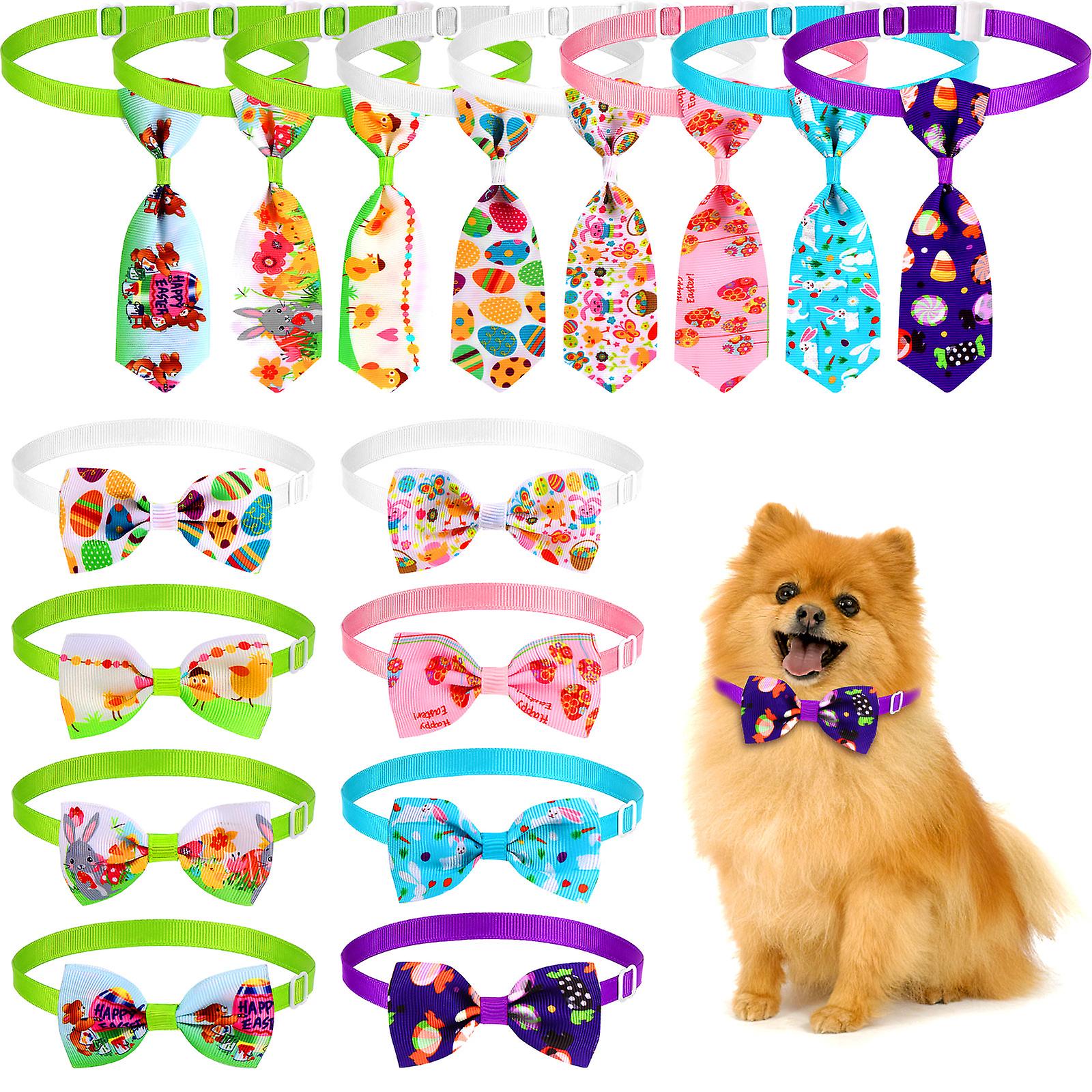16 Pack Easter Dog Collar Bow Ties Set Small Cat Dog Bow Ties Colorful Easter
