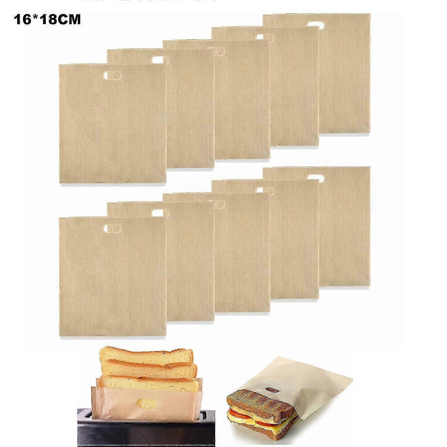 10 Pieces 16 x 18cm Reusable Non-Stick PTFE Baking Bags Suitable for Microwave Oven Toaster (BPA Free, FDA Certified)