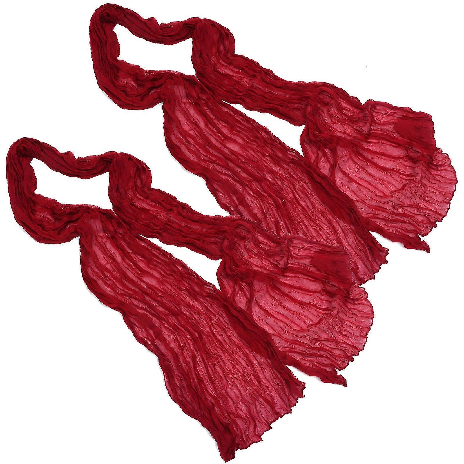 Table Runner Boho Gauze Wedding Home Decoration Red 300X90cm Polyester 2Pcs