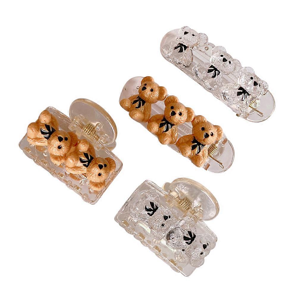 Lovely Bear Duckbill Hair Clips Set of 4 Assorted Colors for Decoration Plastic