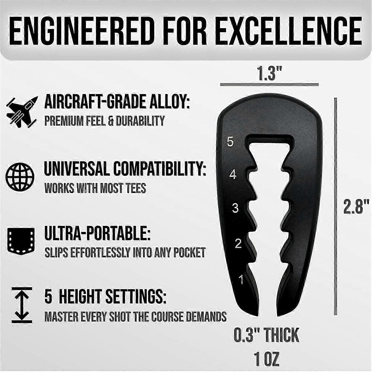 Ball Height Right Adjustable Golf Tee Height Tool - Precision Tee Height Setter for Consistent Swing