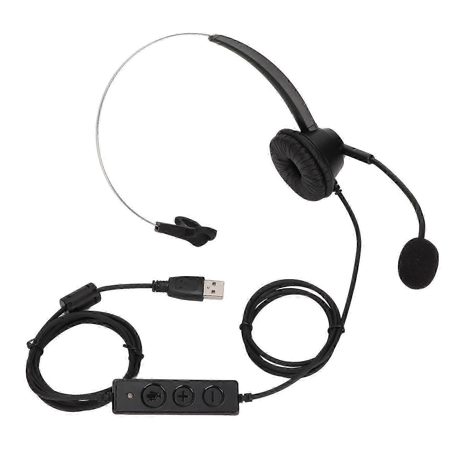 Single Sided Noise Reduction Adjustable Volume USB Telephone Headset for Customer Service Office
