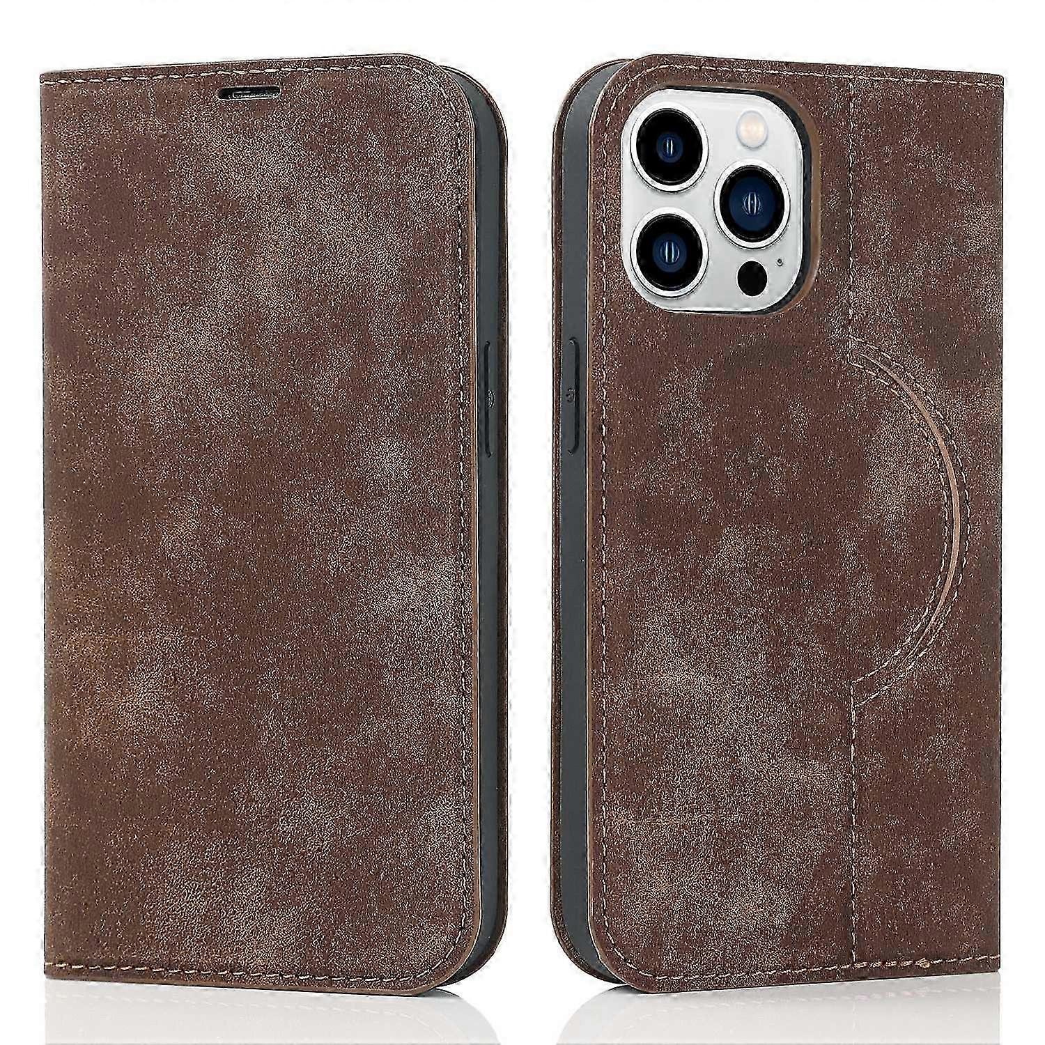 Magnetic Case with PU Leather Card Holder and RFID Blocking for Compatible Smartphone