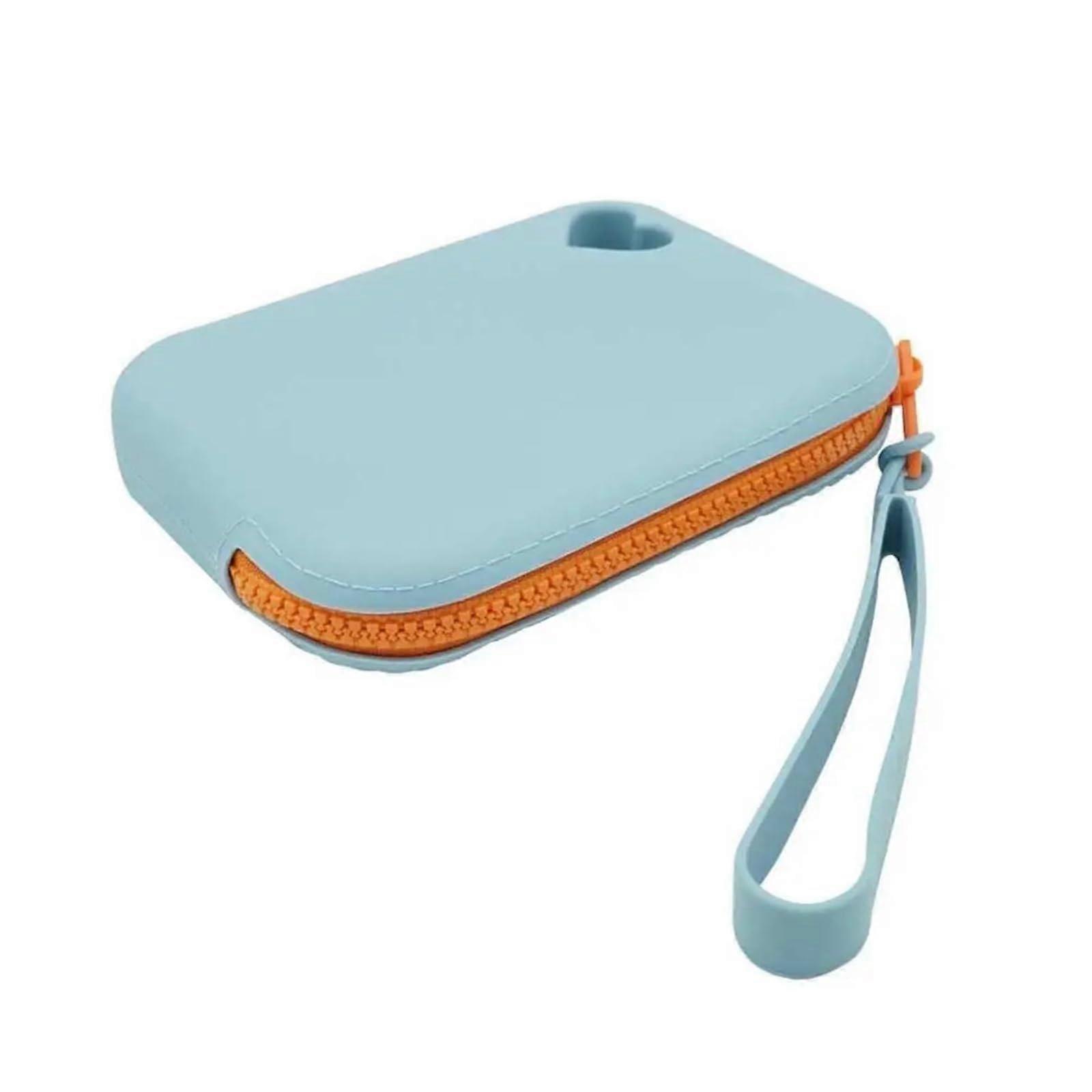 Silicone Wallet Rectangular Large Capacity with Shoulder Strap Waterproof Coin Purse for Keys and Lipstick Blue
