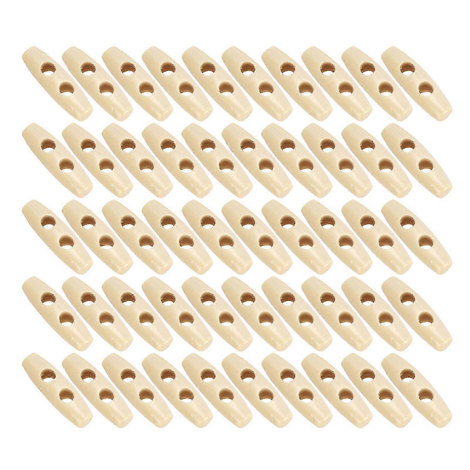 50Pcs Olive-Shaped Cream-Colored Wooden Buttons for Sewing Accessories 30mm