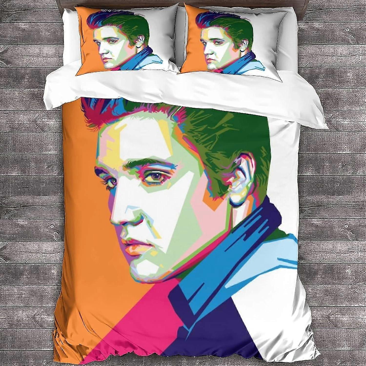 Rock 'n' Roll Printed Bedding Duvet Cover 3D Quilt with Zipper Closure, Suitable for Singer Double