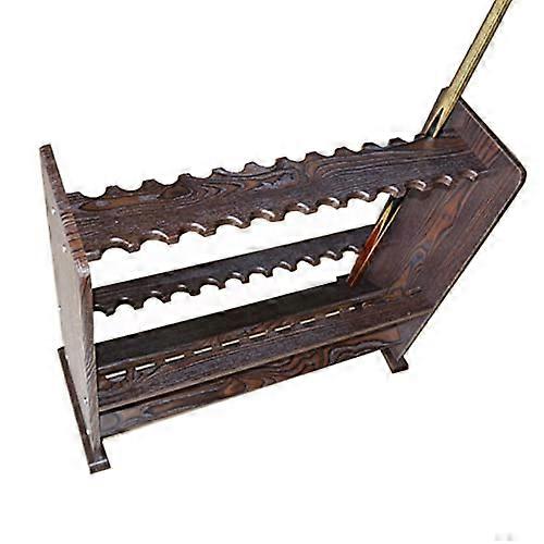 Billiard Cue Stand, Floor Rack for 8/12 Cues, Brown Billiard Accessory Organizer, Game Room Storage Solution